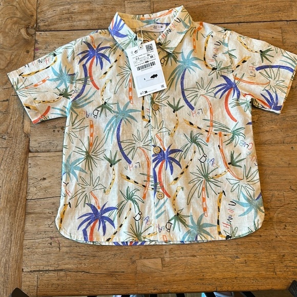Zara Boys 2-3 years Shirt Short Sleeve Button Front aloha  Hawaiian shirt nwt - Picture 1 of 7